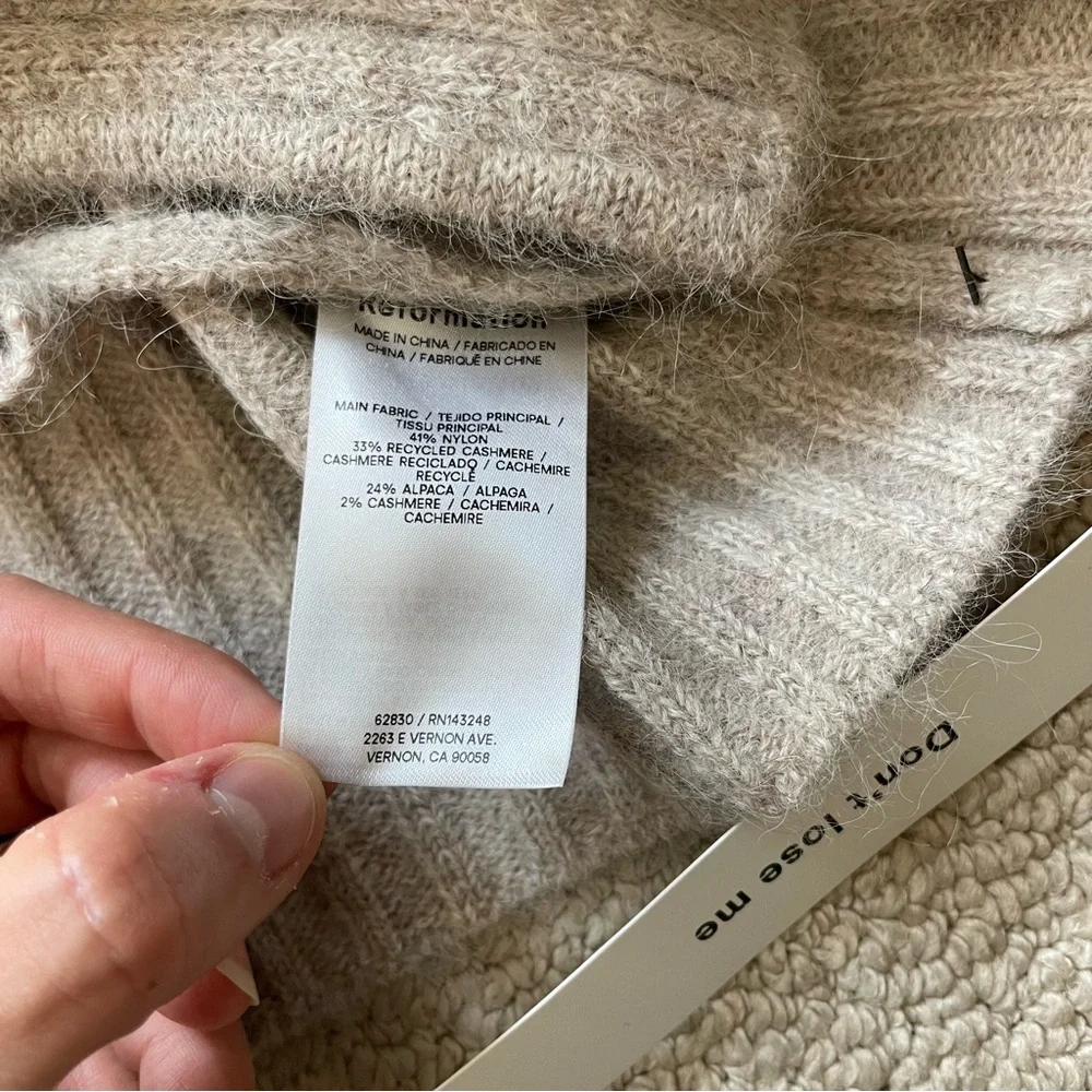 Reformation Rebecca Cashmere Alpaca Tie Front Cardigan Small in Barely Tan - Picture 5 of 8